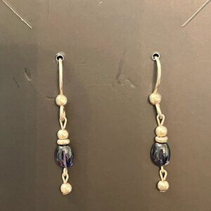Elegant Sterling Silver and Blue Dangle Earrings